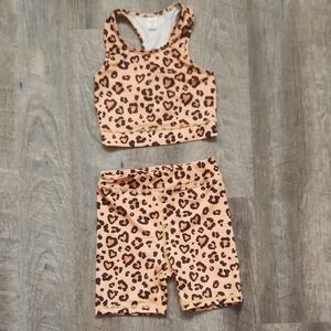 Leopard Print Sports Bra and Shorts Set